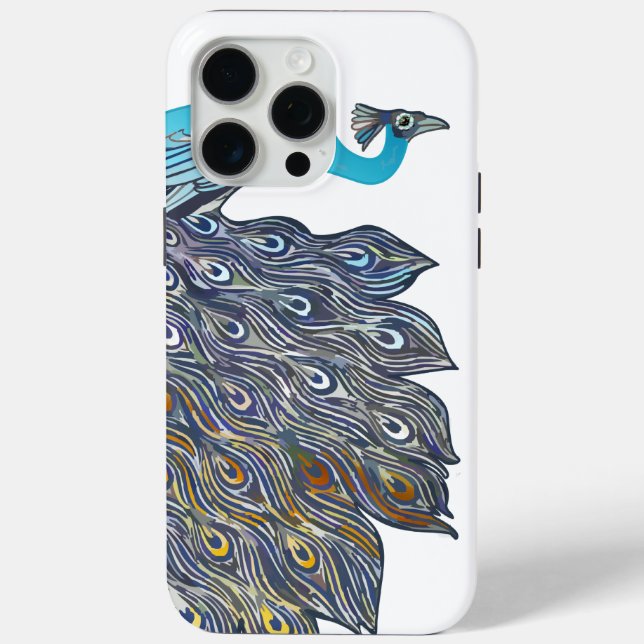 Art Deco Aqua Peacock Any Colour  Case-Mate iPhone Case (Back)