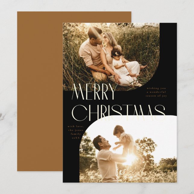 Art Deco Arch 2-Photo Merry Christmas Photo Card (Front/Back)