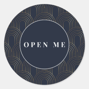 Art Deco Arches   Elegant "Open Me" Classic Round Sticker