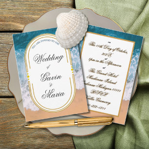 Art Deco Art Nouveau Floral Gold Tone Modern Invitation