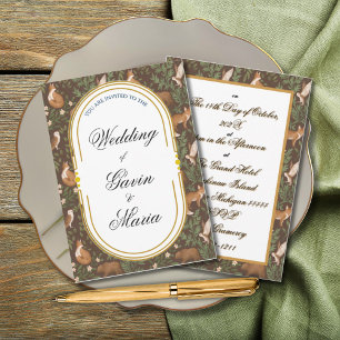 Art Deco Art Nouveau Floral Gold Tone Modern Invitation