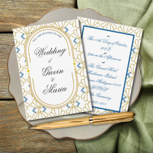 Art Deco Art Nouveau Floral Gold Tone Modern Invitation