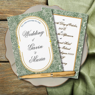Art Deco Art Nouveau Floral Gold Tone Sea Life Invitation