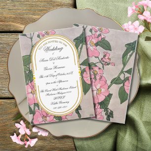 Art Deco Art Nouveau Floral Prairie Rose Invitation