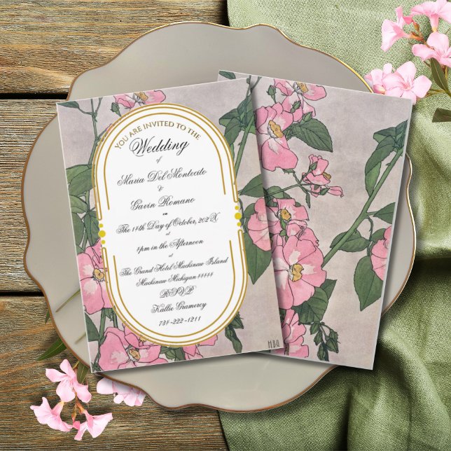 Art Deco Art Nouveau Floral Prairie Rose Invitation (Creator Uploaded)