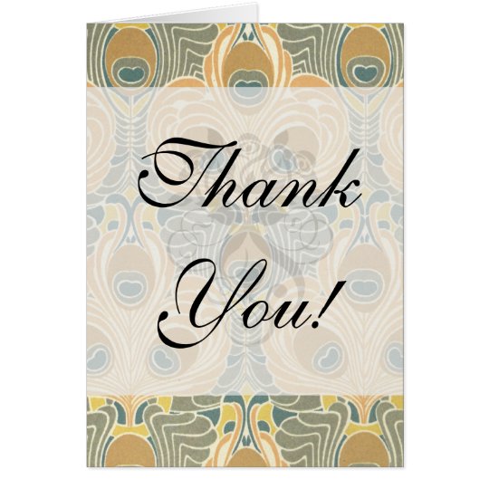 art deco art nouveau peacock pattern art card