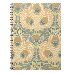 art deco art nouveau peacock pattern art notebook