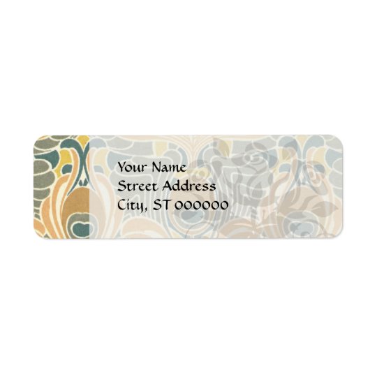 art deco art nouveau peacock pattern art return address label