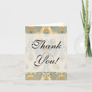 art deco art nouveau peacock pattern art thank you card