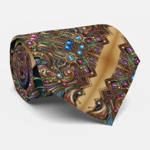 Art Deco Art Nouveau Rainbow Circuit Board Necktie