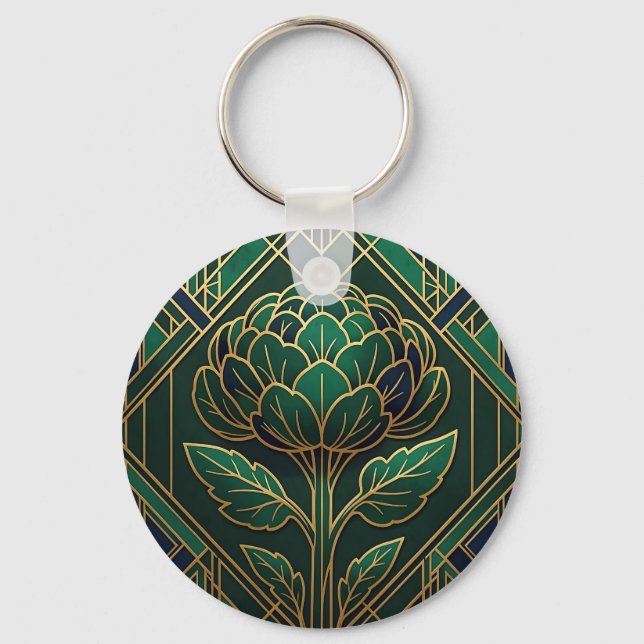 Art Deco Artichoke Key Ring (Front)