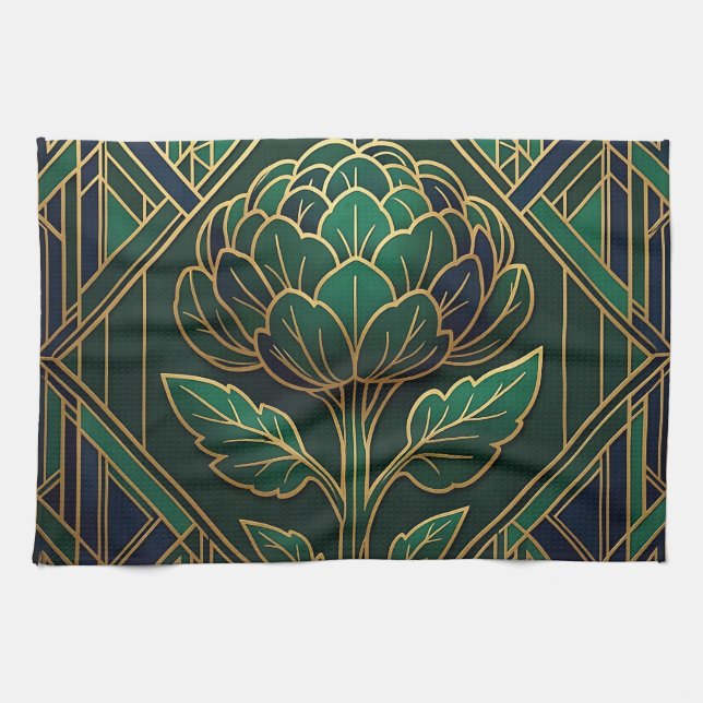 Art Deco Artichoke Tea Towel (Horizontal)