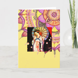 Art Deco Asian Theme Greeting Card Note Card