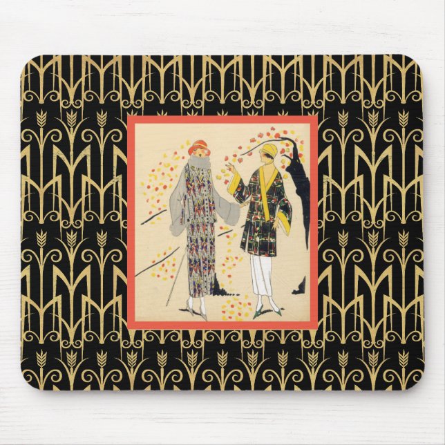  Art Deco Autumn Fashionistas Mouse Mat (Front)