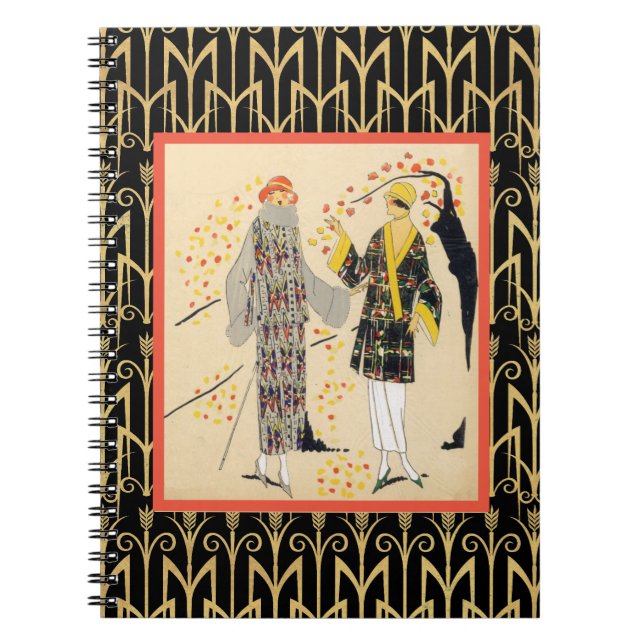  Art Deco Autumn Fashionistas Notebook (Front)