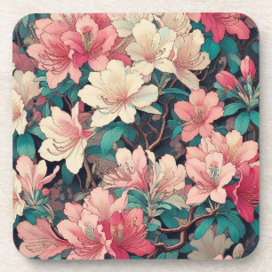 Art Deco Azaleas Hard plastic coaster set