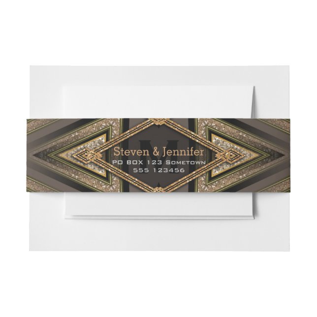 Art Deco Aztec Earth Belly Bands Invitation Belly Band (Front Example)