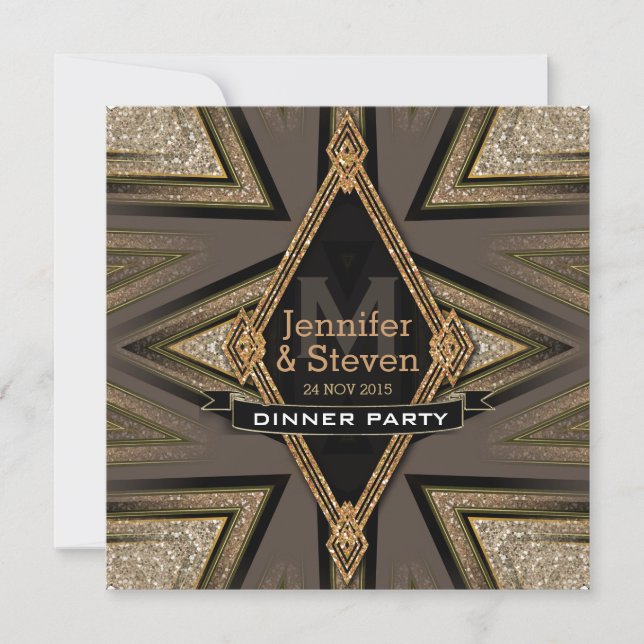 Art Deco Aztec Earth Dinner Party Invitations (Front)