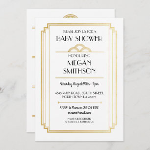 Art Deco Baby Shower 1920's Gatsby Gold Invite