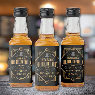 Art Deco Bachelor Party Speakeasy Favour Liquor Bottle Label