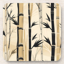 Art Deco Bamboo Coaster Set