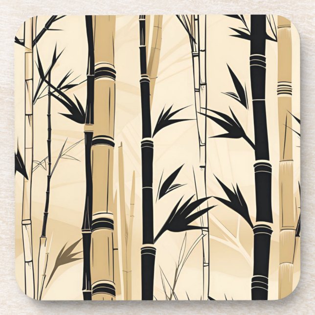 Art Deco Bamboo Coaster Set (Front)