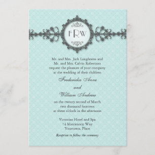 Art Deco Band Aqua Wedding Invitation