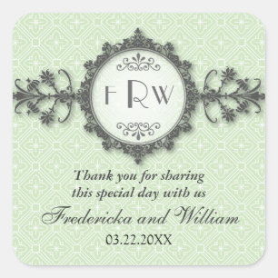 Art Deco Band Sage Wedding Sticker