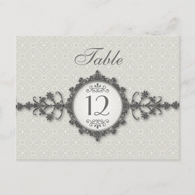 Art Deco Band Taupe Table Number Card (Front)