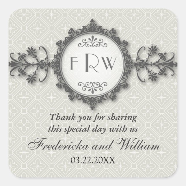 Art Deco Band Taupe Wedding Sticker (Front)