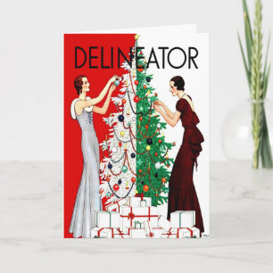 ART DECO "BE FESTIVE" HOLIDAY GREETING CARD