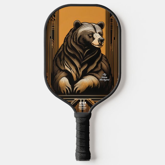 Art Deco Bear Personalised Pickleball Paddle (Front)
