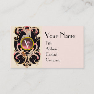 ART DECO BEAUTY FASHION Pink GEMSTONE MONOGRAM Business Card