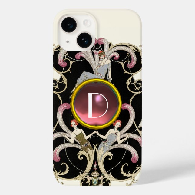 ART DECO BEAUTY FASHION PINK GEMSTONE MONOGRAM Case-Mate iPhone CASE (Back)