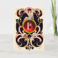 ART DECO BEAUTY FASHION RED GEM MONOGRAM Birthday