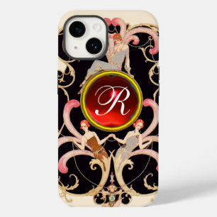 ART DECO BEAUTY FASHION RED RUBY GEMSTONE MONOGRAM Case-Mate iPhone 14 CASE