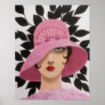 ART DECO BEAUTY, POSTER<br><div class="desc">Original acrylic Art Deco Lady painting by Dian... ... ... A beautiful and stylised painting of an Art Deco woman fashionable dressed in pink. The background, abstract leaves in black , sets off her face and adds an interesting dimension to the painting. A great gift item and a great painting...</div>
