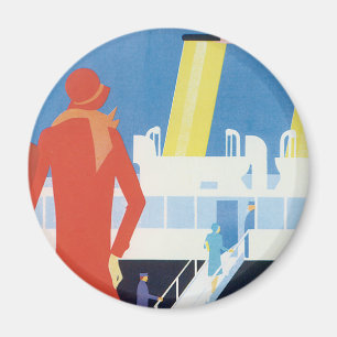 Art Deco Belgian Ferry Poster Magnet