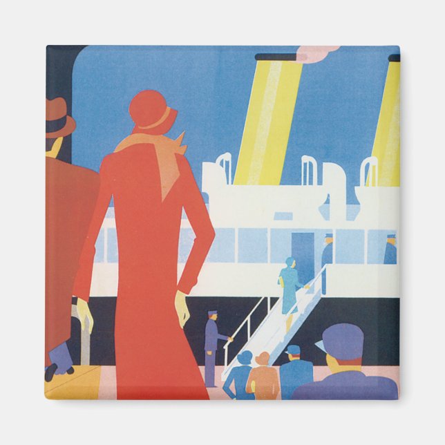 Art Deco Belgian Ferry Poster Magnet (Front)