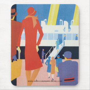 Art Deco Belgian Ferry Poster Mouse Mat