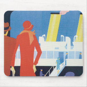 Art Deco Belgian Ferry Poster Mouse Mat