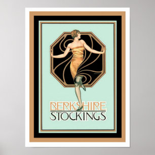 Art Deco Berkshire Stockings Ad Poster 12 x 16
