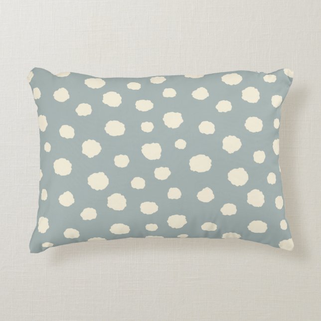 Art Deco Bi-plane Clouds - cream blue polka dots. Decorative Cushion (Front)