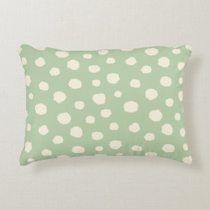 Art Deco Bi-plane Clouds - cream green polka dots. Decorative Cushion