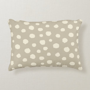 Art Deco Bi-plane Clouds - cream khaki polka dots. Decorative Cushion