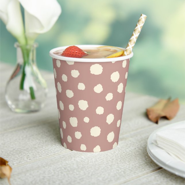 Art Deco Bi-plane Clouds - cream red polka dots. Paper Cups (Insitu)
