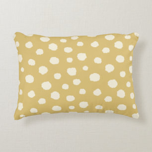 Art Deco Bi-plane Clouds - cream yellow polka dots Decorative Cushion