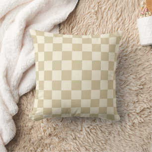 Art Deco Bi-planes Check - beige chequerboard. Cushion