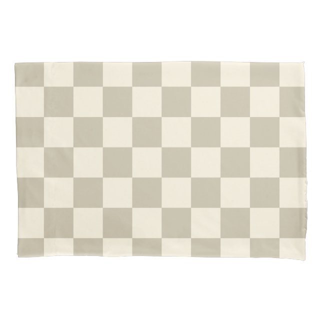 Art Deco Bi-planes Check - khaki chequerboard. Pillowcase (Front)