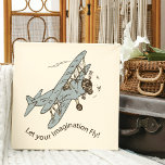 Art Deco Bi-planes - let your imagination fly. Canvas Print<br><div class="desc">Hand-drawn retro steel blue bi-plane set on a cream background. This is a transparent image and text is a fixed part of the image. You can change the background color and the size and position of the image, and add more text (maybe add a name?). This design matches the Art...</div>